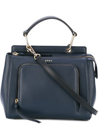 dunkelblaue Shopper Tasche aus Leder von DKNY