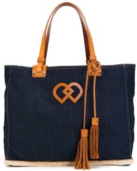 dunkelblaue Shopper Tasche aus Leder von Dsquared2