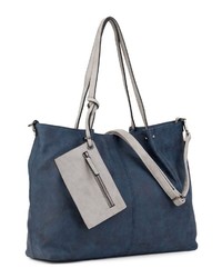 dunkelblaue Shopper Tasche aus Leder von EMILY & NOAH