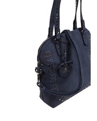 dunkelblaue Shopper Tasche aus Leder von EMILY & NOAH