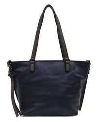 dunkelblaue Shopper Tasche aus Leder von EMILY & NOAH