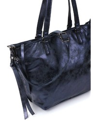 dunkelblaue Shopper Tasche aus Leder von EMILY & NOAH