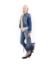 dunkelblaue Shopper Tasche aus Leder von EMILY & NOAH