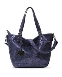 dunkelblaue Shopper Tasche aus Leder von EMILY & NOAH