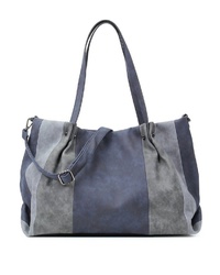 dunkelblaue Shopper Tasche aus Leder von EMILY & NOAH