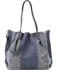 dunkelblaue Shopper Tasche aus Leder von EMILY & NOAH