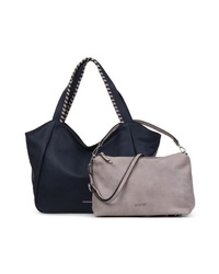 dunkelblaue Shopper Tasche aus Leder von EMILY & NOAH