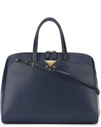 dunkelblaue Shopper Tasche aus Leder von Emporio Armani