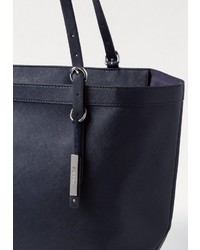 dunkelblaue Shopper Tasche aus Leder von Esprit