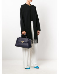 dunkelblaue Shopper Tasche aus Leder von Salvatore Ferragamo