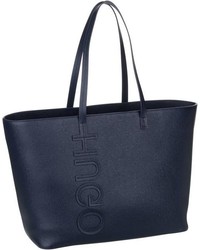 dunkelblaue Shopper Tasche aus Leder von Hugo
