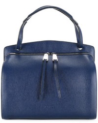 dunkelblaue Shopper Tasche aus Leder von Jil Sander