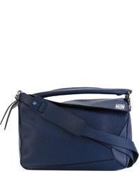 dunkelblaue Shopper Tasche aus Leder von Loewe