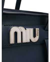 dunkelblaue Shopper Tasche aus Leder von Miu Miu