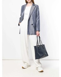 dunkelblaue Shopper Tasche aus Leder von Emporio Armani