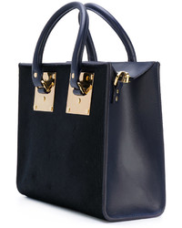 dunkelblaue Shopper Tasche aus Leder von Sophie Hulme