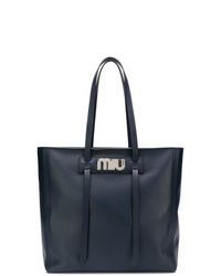 dunkelblaue Shopper Tasche aus Leder von Miu Miu