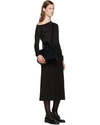 dunkelblaue Shopper Tasche aus Leder von Saint Laurent