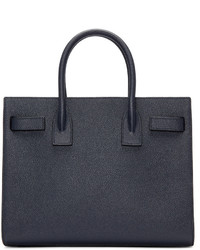 dunkelblaue Shopper Tasche aus Leder von Saint Laurent