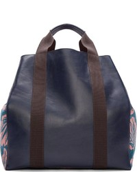 dunkelblaue Shopper Tasche aus Leder von Paul Smith