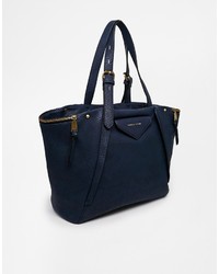 dunkelblaue Shopper Tasche aus Leder von Fiorelli