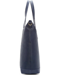dunkelblaue Shopper Tasche aus Leder