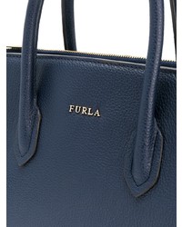 dunkelblaue Shopper Tasche aus Leder von Furla