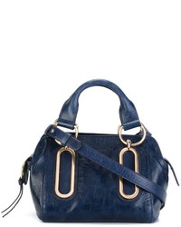 dunkelblaue Shopper Tasche aus Leder von See by Chloe