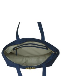 dunkelblaue Shopper Tasche aus Leder von SILVIO TOSSI