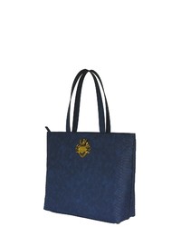 dunkelblaue Shopper Tasche aus Leder von SILVIO TOSSI