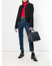 dunkelblaue Shopper Tasche aus Leder von Tommy Hilfiger