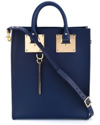 dunkelblaue Shopper Tasche aus Leder von Sophie Hulme