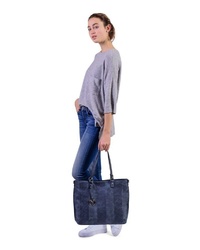 dunkelblaue Shopper Tasche aus Leder von SURI FREY