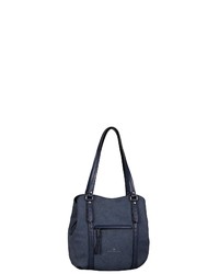 dunkelblaue Shopper Tasche aus Leder von Tom Tailor