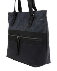 dunkelblaue Shopper Tasche aus Leder von Tom Tailor