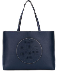 dunkelblaue Shopper Tasche aus Leder von Tory Burch