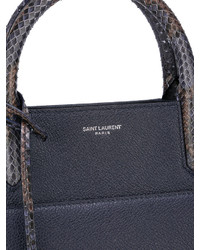 dunkelblaue Shopper Tasche aus Leder von Saint Laurent