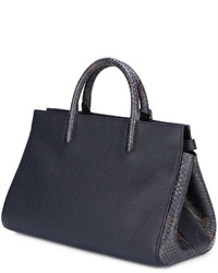 dunkelblaue Shopper Tasche aus Leder von Saint Laurent