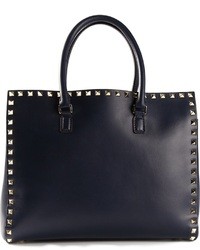 dunkelblaue Shopper Tasche aus Leder von Valentino Garavani