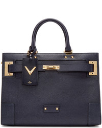 dunkelblaue Shopper Tasche aus Leder von Valentino