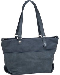 dunkelblaue Shopper Tasche aus Leder von Zwei