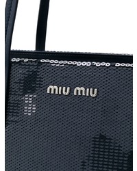 dunkelblaue Shopper Tasche aus Pailletten von Miu Miu