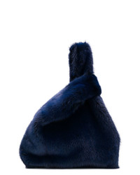 dunkelblaue Shopper Tasche aus Pelz von Simonetta Ravizza
