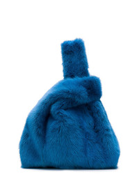 dunkelblaue Shopper Tasche aus Pelz von Simonetta Ravizza