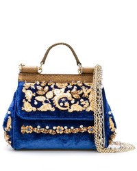 dunkelblaue Shopper Tasche aus Samt von Dolce & Gabbana