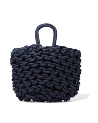 dunkelblaue Shopper Tasche aus Segeltuch von Alienina