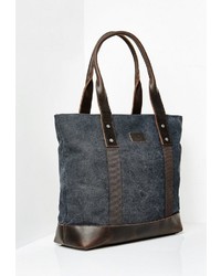 dunkelblaue Shopper Tasche aus Segeltuch von Dreimaster