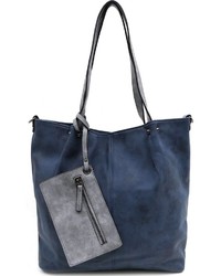 dunkelblaue Shopper Tasche aus Segeltuch von EMILY & NOAH
