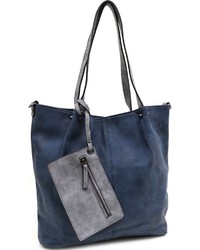 dunkelblaue Shopper Tasche aus Segeltuch von EMILY & NOAH
