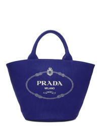 dunkelblaue Shopper Tasche aus Segeltuch von Prada